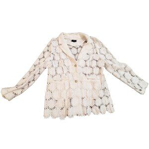 Lace Blazer Womens Sz XL Crochet Daisy White W/Pockets Belldini Los Angeles NICE